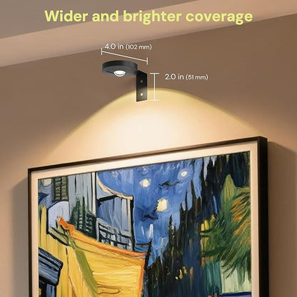 L LOHAS LED Black Wireless Picture Lights for Wall, 3 Pack Magnetic Rechargeable 1200mAh Battery Operated Picture Light with Remote & Timer, Dimmable 3CCT Art Light for Paintings, Frames, Gallery