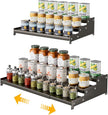 Expandable Carbon Steel Spice Rack Organizer for Pantry, Adjustable 3-Tier Ladder Shelf,Holds Up to 24 Cans,Kitchen Countertop Organizer, Rustproof Storage Rack for Spices, Cans, Sauces & Dry Goods