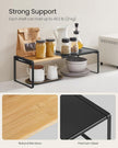 SONGMICS HOME Spice Racks, Expandable Cupboard Shelf Orgnizers, Kitchen Counter Shelves, Bamboo and Metal, Space-Saving Shelving, Stackable, Light Bamboo and Ink Black UKCS051B01