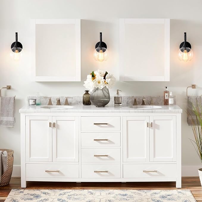 1-Light Bathroom Wall Sconces,Matte Black Sconces Wall Lighting with Clear Glass Shade,Modern Vanity Light Fixtures,Indoor Lamp Wall Mount Light for Mirror, Bedroom