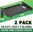 ULIBERMAGNET Garage Folding Storage Rack Shelves,200LB Metal Wall Mounted Adjustable Rail Shelf for Garage,Power Tools,Toolbox,Storage Shelves with Lip for Workshop Kitchen Office (2 Pack)