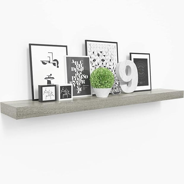 Ballucci Floating Shelf, 36" Wood Wall Shelf with Invisible Brackets for Bathroom, Living Room, Bedroom, Kitchen, Nursery, 6" Deep, Rustic Gray
