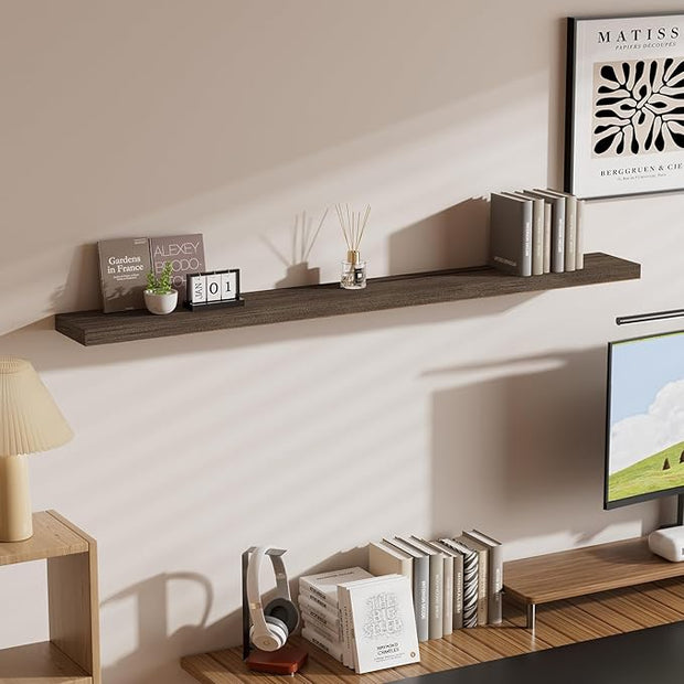 Floating Shelves for Wall, Bathroom Shelves Over Toilet, Wall Shelves & Book Shelf for Room, Hanging Shelf, Modern Wooden Mounted Floating Shelves, 48x7x1.5 in (Smoke Gray, Set of 1)
