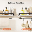 AMADA HOMEFURNISHING Bathroom Shelves with Towel Bar, Floating Shelves, Wall Shelves for Bathroom/Living Room/Kitchen/Bedroom, White, Set of 2 - AMFS01W
