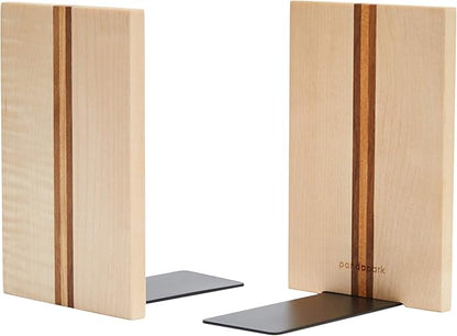 Pandapark Wood Decorative Bookends,Non-Skid Bookend for Shelves,Heavy Duty Bookends,Book Stand for Books/CDs,1 Pair