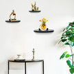 ZEXUIRU 3 Set Glass Decorative Floating Shelves Metal Frame Display Shelf Wall Decor for Home Office Mixed Size