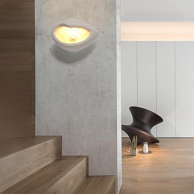 Modern Wall Sconce Plug in, Indoor Wall Light Fixture, Retro Industrial Cement Stone Style Wall Mounted Lamp for Living Room Bedroom Restaurant Vanity Hallway Stairs, Bulb Included