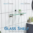 KOKOSIRI Floating Shelf Bathroom Wall Mount Shelves 16-Inch for Bedroom, Living Room, Kitchen, Small Hanging Rack Brushed Stainless Steel B1105BR-L16
