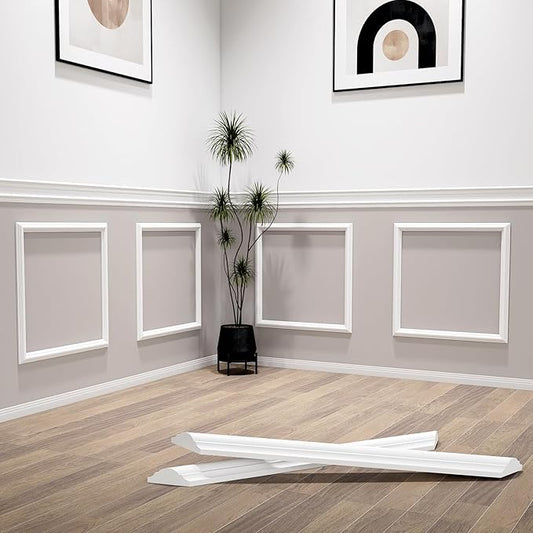 4 Frames Peel and Stick Wall Molding Kit, Wainscoting Panels kit for Walls, PreCut Wall molding 20x20 Inch, Easy Install Wall Wainscoting & Picture Frame Molding for Living Room, Bedroom, Home Decor