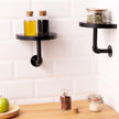 Navaris Industrial Pipe Shelf Set - 3 Small Rounded Wood Shelves with Shelf Brackets - 7.9