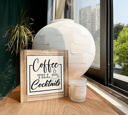 Coffee Till Cocktails Sign, Coffee Bar Decor, Wood Box Desk Décor, Home Bar Decor, Farmhouse Desk Decoration, Home Tabletop Decoration, Shelf Decorative Plaque