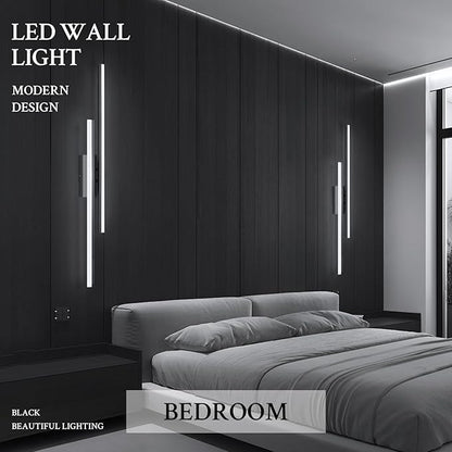 LED Wall Sconce Black Modern Remote Wall Light Fixtures for Living Room, Dimmable LED Vanity Light Indoor Remote Wall Sconce for Bedside Bedroom Bathroom Dining Room, 39.4inch 1 Pack