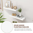 fuqing White Floating Shelves for Wall - 24 Inch Wide x 6.7 Inch Deep Solid Wood Shelves Set of 2 - White Wood Ledge Shelf for Bedroom Bathroom Living Room Kitchen