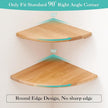 Oak Corner Shelf 14 inches Natural Wood Floating Corner Shelves Round End Wall Mounted Display Shelf Corner Plant Stand for Bathroom Kitchen Bedroom Livingroom Floating Shelves