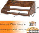 Spice Rack Organizer for Cabinet, Robust Wooden Display Riser Shelf Seasoning Organizer for Countertop Cupboard Pantry, Condiment Jar Kitchen Storage Holder Super Sturdy Stand, Rusitc Brown (3-Tier)