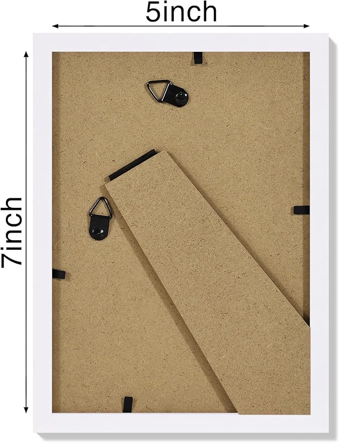 Vittanly 5x7 Picture Frame Set of 4, Display Pictures 4x6 with Mat or 5x7 without Mat, Engineered Wood with Shatter Resistant Plexiglass, Small Photo Frames for Wall or Tabletop Display, White