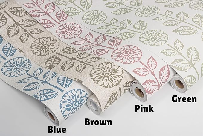 Wudnaye Vintage Floral Peel and Stick Wallpaper Beige Floral Contact Paper 17.7in × 196.8in Tulip Self Adhesive Wallpaper Boho Flowers Removable Waterproof Wall Paper for Bathroom Bedroom Decorative