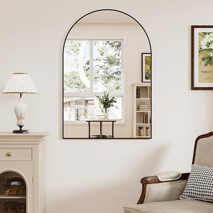 Black Arched Bathroom Mirror for Wall-36"X24" Wall Mirror for Living Room, Bedroom, Bathroom, Dressing Room Hanging Vanity Mirror for Wall Decoration