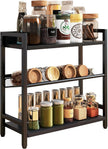 IBUYKE 3-Tier Spice Rack Industrial Counter Shelf Desktop Storage Organizer Standing Seasoning Rack for Countertop Kitchen Office Living Room Desktop Black UTLJ021B
