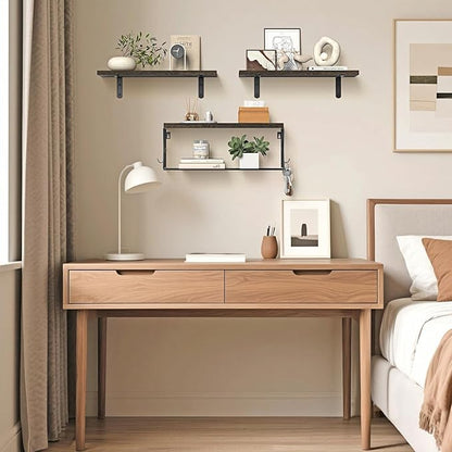 Floating Bathroom Shelves Wall Mounted - Wooden Shelf Set of 3 for Over Toilet Storage & Farmhouse Bathroom Decor - Perfect Shelving Organizer for Apartments RVs Powder Room Restroom - Rustic