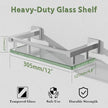 Alise Glass Shelves for Bathroom Wall, Tempered Glass Bathroom Shelf Wall Mounted, Modern Space Saving Floating Shelves 12 inch, Brushed Nickel