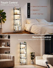 5-Tier Small Ladder Shelf with LED Lights, Touch & Remote Control, 3 Color Temperatures, Dimmable Tall Corner Standing Bookcase, Metal Wood Display Shelf for Living Room, Bedroom