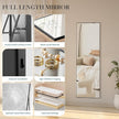 DUMOS Full Length Mirror with Stand Floor Standing Aluminum Frame for Bedroom Body Hanging Leaning Modern Simple Home Decor Shatter-Proorf Nano Glass Wall Living Room Cloakroom Black 59