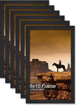 A PLUS MAX 6x10 Picture Frame Set of 6, Black Engineered Wood Frame for 6 x 10 Inch Picture Poster Photo, Light Weight 6 by 10 Frame with Wood-grain for Wall - 6 Pack/Black/6