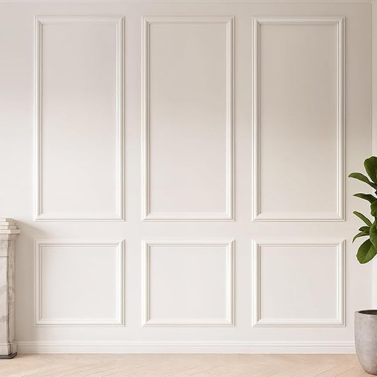 KESHWELL Premade Wall Panels,6 Frame Wall Panels for Interior Wall Decor,Accent Molding Kit,Pre-Cut Wainscoting Panels,Wall Molding Trim for Home Bedroom Livingroom Decor (6 Set,54 x 24'',24x24'')