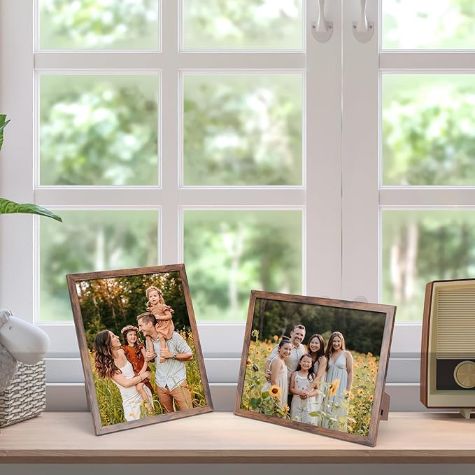 Hoikwo 18 Packs 8x10 Rustic Brown Multi Plastic Picture Frames Set with Plastic Cover for Family Photos, Artwork, Light Weight Bulk 8 by 10 Frames Pack for Wall Hanging and Table