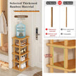 Bamboo Shoe Rack 5Tier- Vertical Shoe Rack for Small Spaces, Tall Narrow Shoe Rack Organizer for Closet Entryway Corner Garage and Bedroom,Skinny Shoe Shelf with Free Stackable DIY