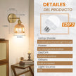 Vintage Wall Sconce Set of Two, Battery Operated Wall Sconce with Amber Tulip Glass Lampshade Rechargeable Wall Light with Remote Control for Bedroom,Living Room, Hallway, Aisle