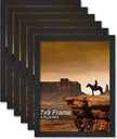 A PLUS MAX 7x9 Picture Frame Set of 6, Black Engineered Wood Frame for 7 x 9 Inch Picture Poster Photo, Light Weight 7 by 9 Frame with Wood-grain for Wall - 6 Pack/Black/7