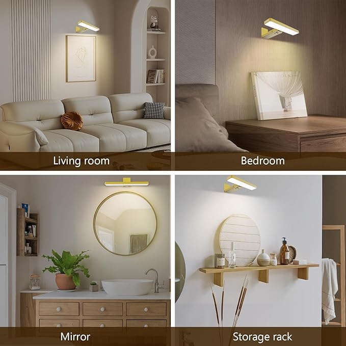 MIOBLUE 2Pack Rechargeable Picture Light with Remote, Wireless Battery Wall Light for Paintings, 3 Colors Paintings Dimmable and Timer Art Light for Display, Wall, Artwork, Gallery