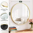 Round Wall Mirror 24 Inch Gold Vanity Mirror with Metal Frame, Modern Circle for Bathroom, Entryway, Bedroom, Living Room, Wall Mounted Decorative Mirrors