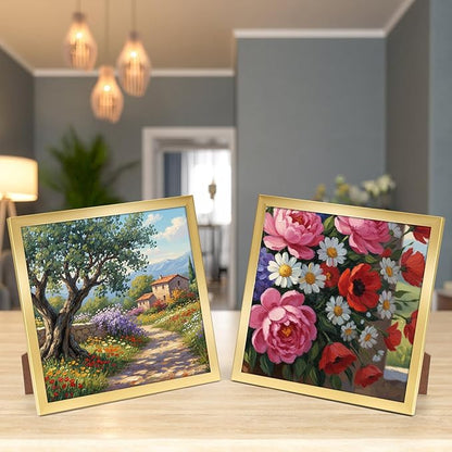 Hoikwo 18 Packs 8x8 Gold Plastic Multi Picture Frames Set with Plastic Cover, for Family Photos, Artwork, Light Weight Bulk 8 by 8 Frames Pack for Wall Hanging and Table, Stylish Picture Frames