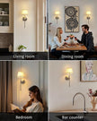 KDG Cordless Wall Sconces Set of 2, Small Wireless 5200mAh Rechargeable Battery Fabric LED Wall Lamps, Portables Lightings for Wall Painting, Living Room, Bedroom, Hallway, Gifts, Night Light (Nickel)