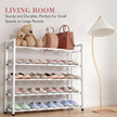 Bumusty 5-Tier Expandable Shoe Rack for Closet, 18“-33” Adjustable Shoe Rack for Small Space, Small Shoe Organizer for Front Door, Sturdy Metal (White)