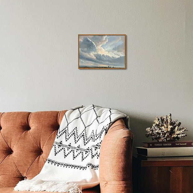 OIQArtOIQ Vintage Landscape Canvas Wall Art Framed Natural Scenery Painting Artwork Prints France Country Wilderness Farmhouse Decor Pictures Kitchen Bedroom Living Room Bathroom