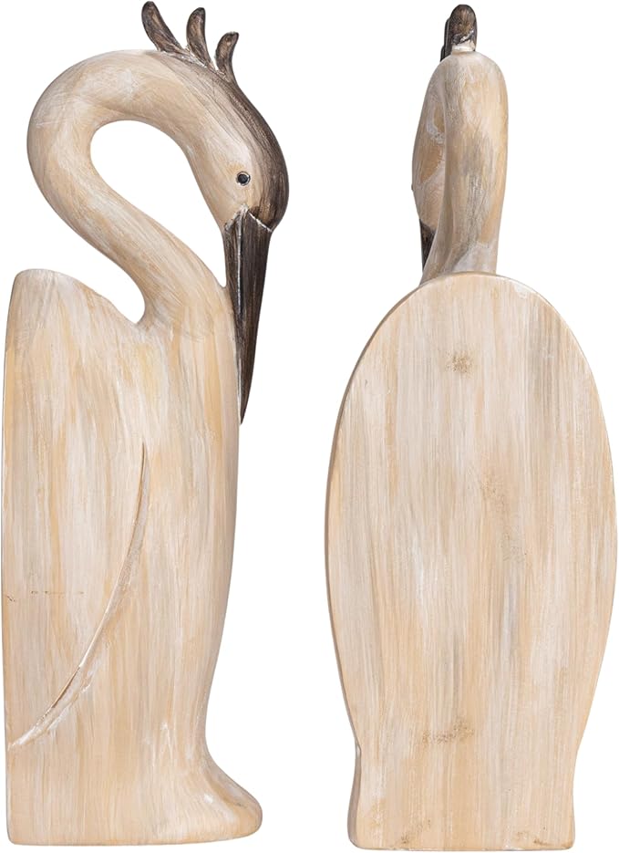 Creative Co-Op Resin Heron Bookends, Cream, Set of 2