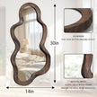 Large Asymmetrical Mirrors for Wall Wood Frame Irregular Mirror Unique Cloud Wavy Mirror Modern Living Room Bedroom Vanity Entryway Hallway Decorative Artistic Wall Mirror