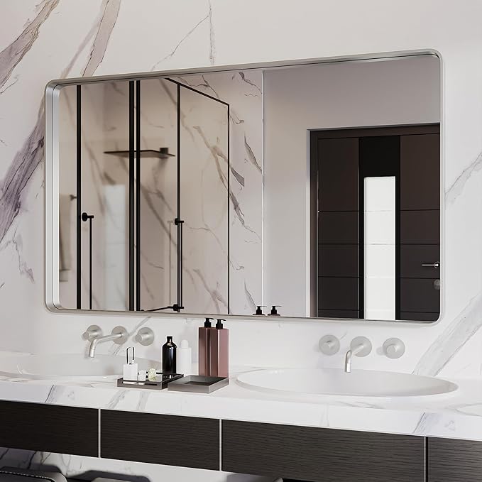 ISKM Silver Framed Mirror for Wal Bathroom Mirror for Wall 51
