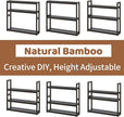FILWH Bathroom Shelf Bamboo Organizer Rack Adjustable 3-Tier Storage Shelf Wall Mounted Storage Rack Over The Toilet Utility Shelves Living Room Kitchen Shelf(Black)