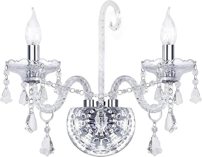Vintage Crystal Wall Sconce Lighting Crystal Wall Light Elegant 2 Lights European Style Decorative Luxury Sconces Wall Lamp for Bathroom Bedroom Bedside Entryway Sconce Light