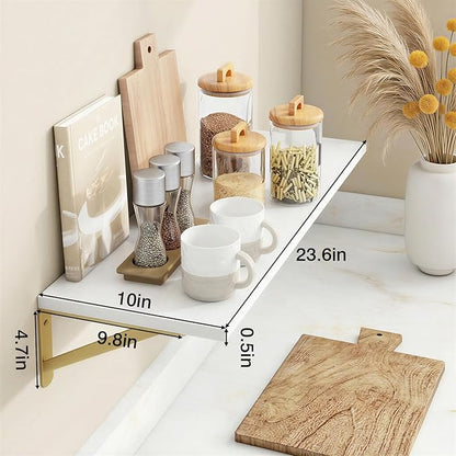 Fixwal Floating Shelves for Wall, 24 Inch Wide x 10 Inch Deep White Shelves for Bedroom, Large Wall Shelf for Living Room, Kitchen, Bathroom, Laundry Room and Decor Storage (Set of 2)