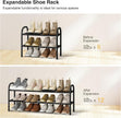 STO STO Expandable Shoe Rack, 2-Tier Metal Small Shoe Rack for Closet, Up to 12 Pairs Adjustable Shoe Rack Storage for Front Door Entrance, Free Standing Shoe Rack Organizer for Entryway, Black