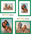 Vittanly 8x10 Picture Frames Set of 4, Display Pictures 5x7 with Mat or 8x10 without Mat, Gallery Wall Frame Set for Wall or Tabletop Display, Engineered Wood with Shatter Resistant Plexiglass, Green