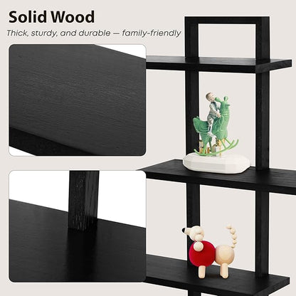 PHOENANCEE 3 Tier Wall Shelves,Decorative Floating Shelf for Wall,Plants Photo Shelf Storage Display Shelving Wood for Living Room Bedroom Kitchen Home Office Decor,Modern,Large,22 Inch(Black)