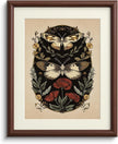InSimSea Framed Canvas Wall Art with Mat, Moody Butterfly & Botanical Prints Artwork, Vintage Dark Botanical Wall Art for Living Room Bedroom Office, Retro Bathroom Decor Aesthetic, 11x14 Inch(Walnut)