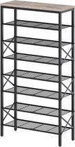 8 Tier Shoe Rack, Shoe Storage Organizer, Large Capacity Shoe Shelf Holds 32 Pairs of Shoes, Sturdy and Stable, for Entryway, Hallway, Closet, Dorm Room, Greige and Black SS08BG